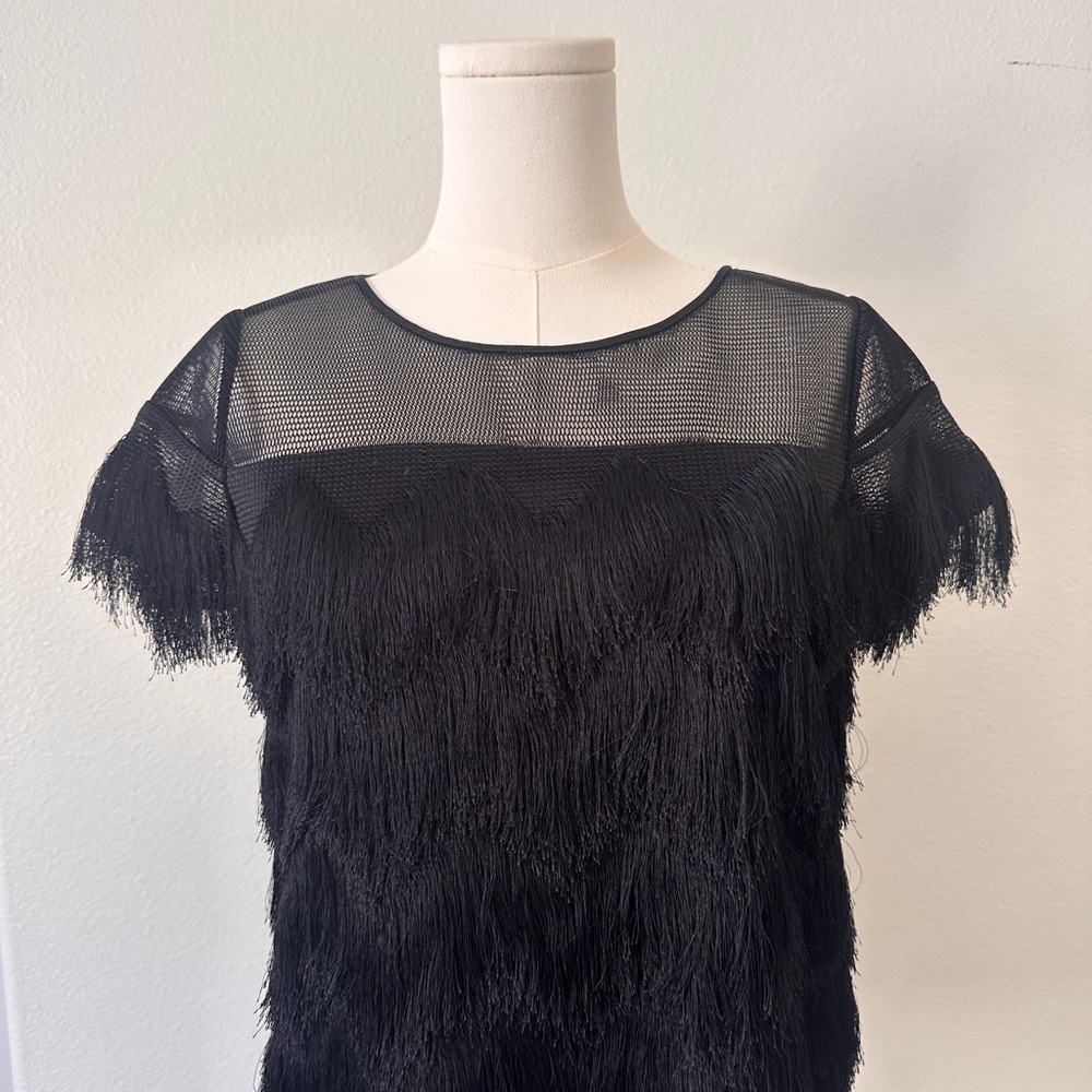Alexis Sheer Black Fringe Top